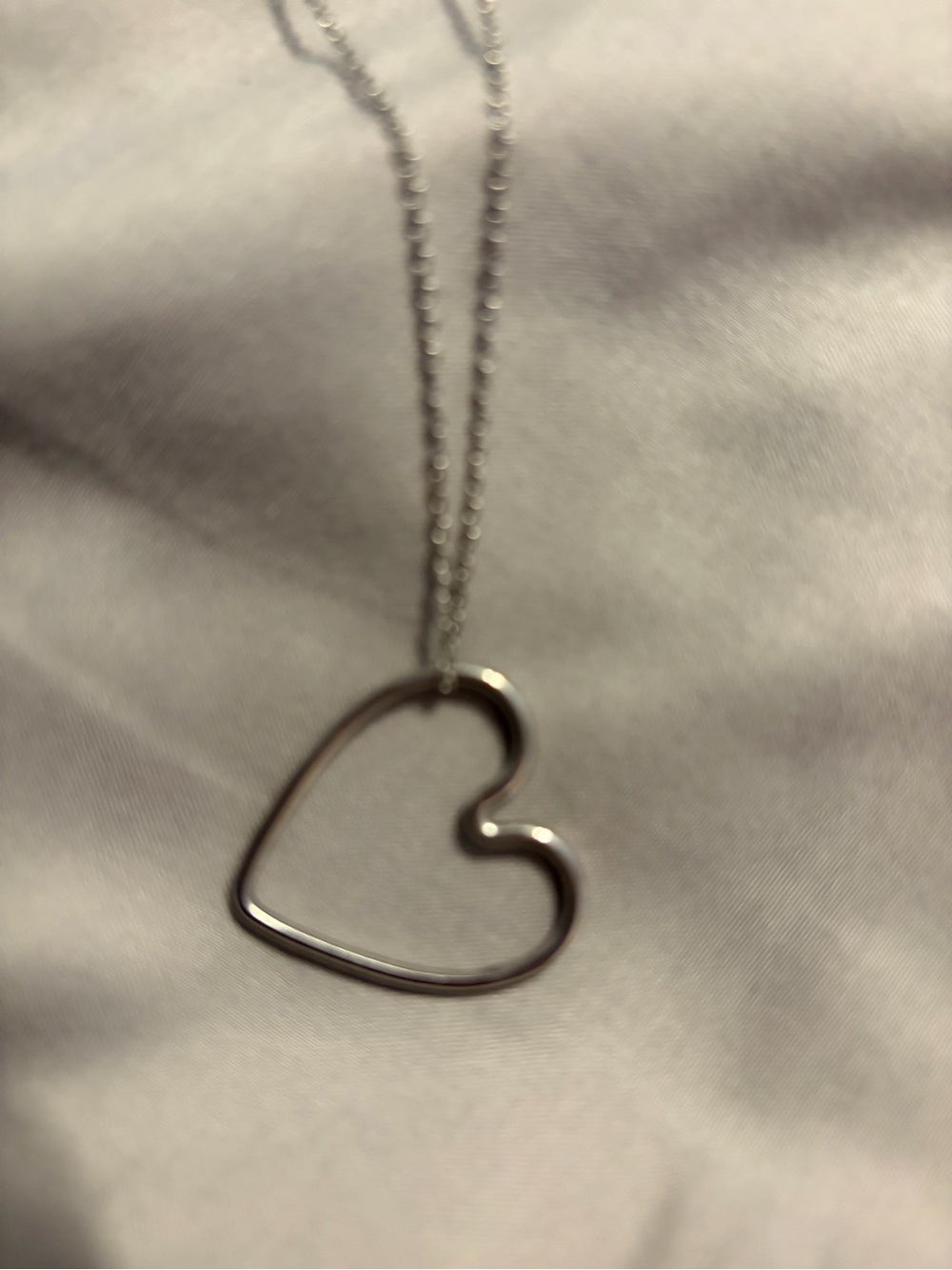 Delicate Silver Open Heart Pendant Necklace - Women Jewelry